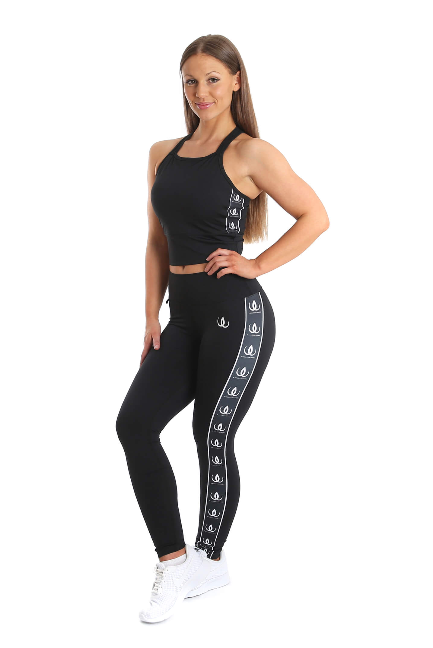 Lux Crop Top Black White närbild på tyg