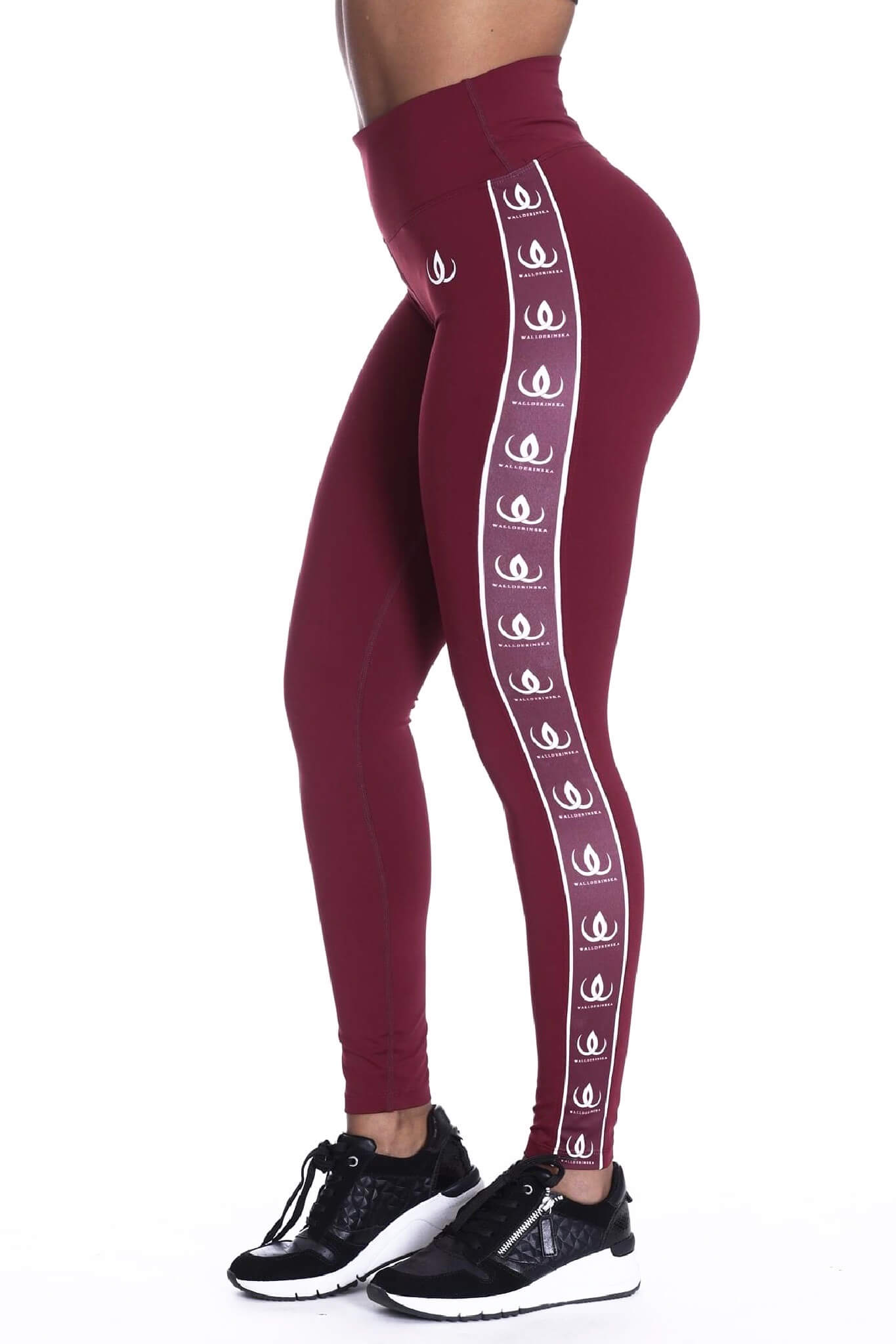 Lux Maroon Träningstights närbild på midjeband